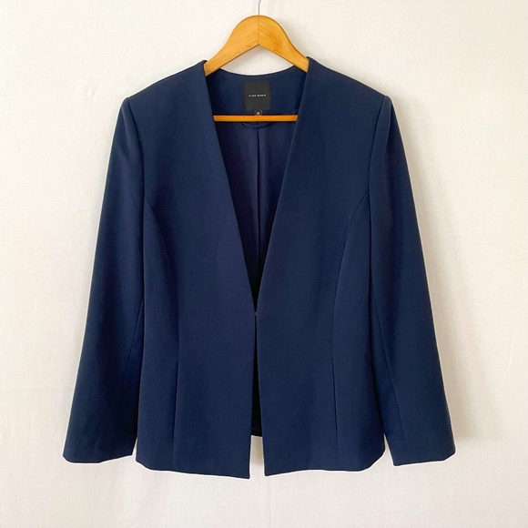 ALEX MARIE Size 12 Navy Blue Collarless Blazer - Picture 1 of 6